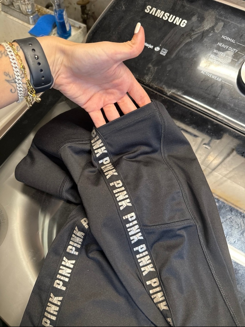 PINK Victoria's Secret Black Cozy Leggings with Logo Tag
